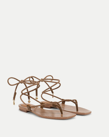 Veronica Beard | Rosetta Wrap Sandal in Brown Chestnut Chestnut