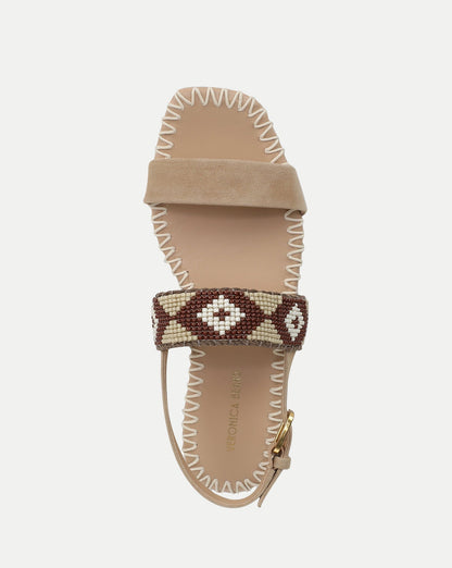 Veronica Beard | Marian Beaded Flat Sandal in Sand Multi Sand Multi