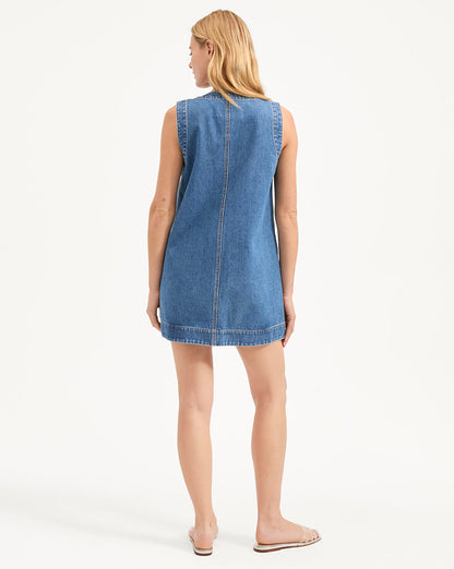 Veronica Beard | Oakley Denim Mini Dress in Cornflower Blue Cornflower