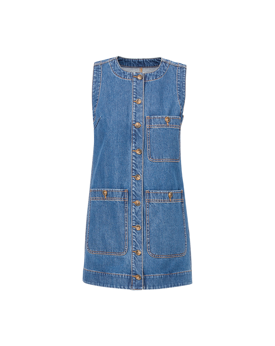 Veronica Beard | Oakley Denim Mini Dress in Cornflower Blue Cornflower