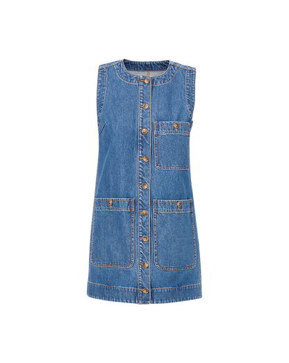 Veronica Beard | Oakley Denim Mini Dress in Cornflower Blue Cornflower