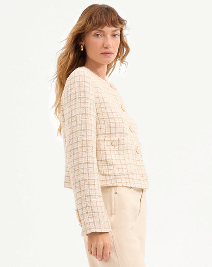 Veronica Beard | Andrea Metallic Tweed Jacket in Dove/Gold Lurex Dove/Gold Lurex