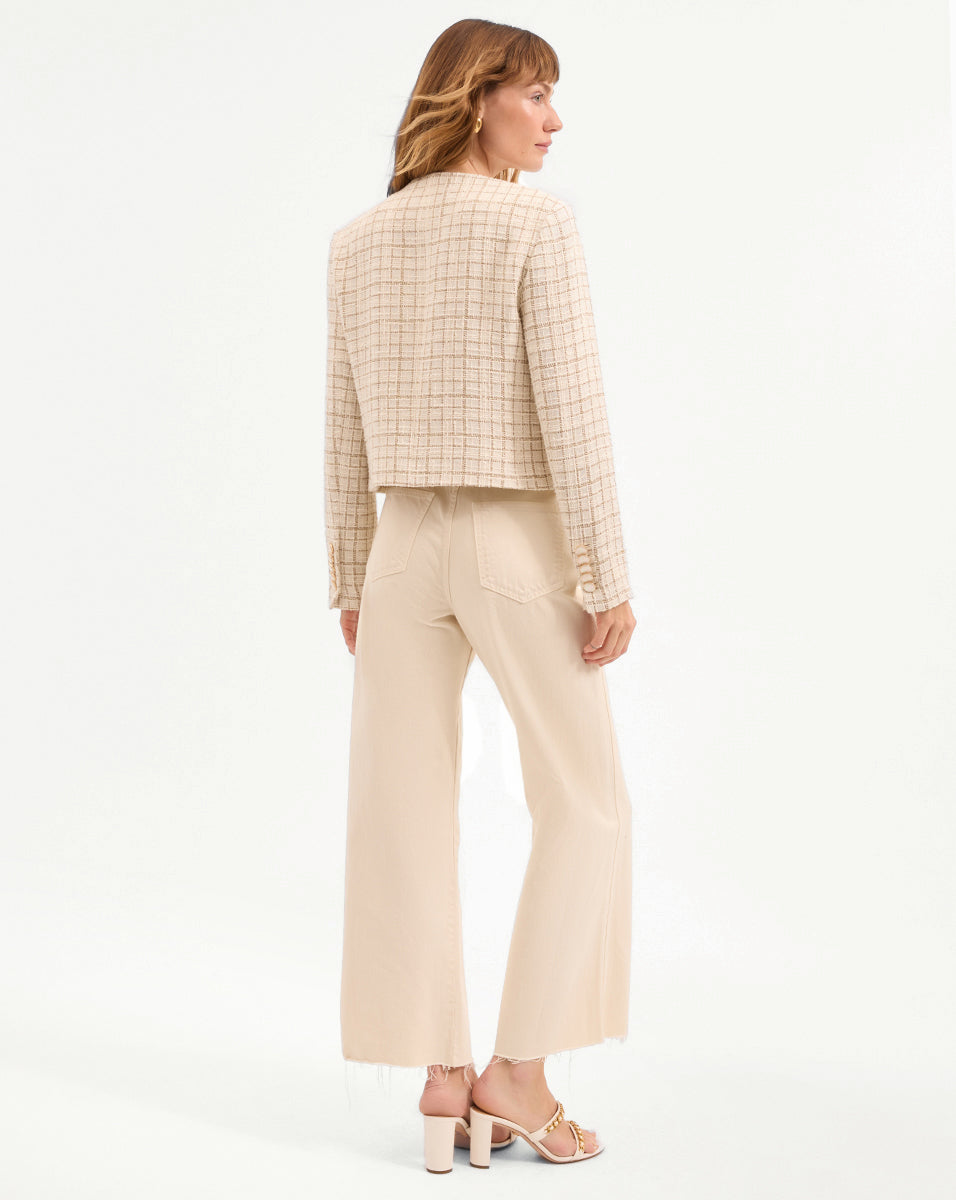 Veronica Beard | Andrea Metallic Tweed Jacket in Dove/Gold Lurex Dove/Gold Lurex