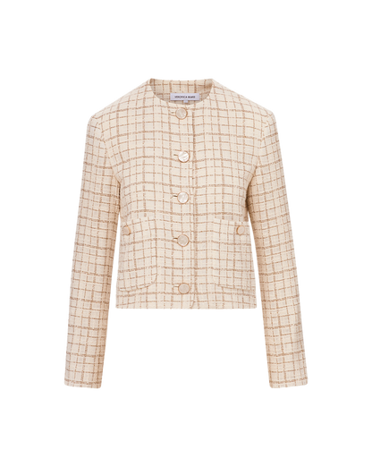 Veronica Beard | Andrea Metallic Tweed Jacket in Dove/Gold Lurex Dove/Gold Lurex