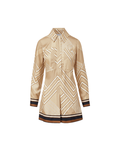 Veronica Beard | Pryce Mini Dress in Stone Khaki Multi Stone Khaki Multi