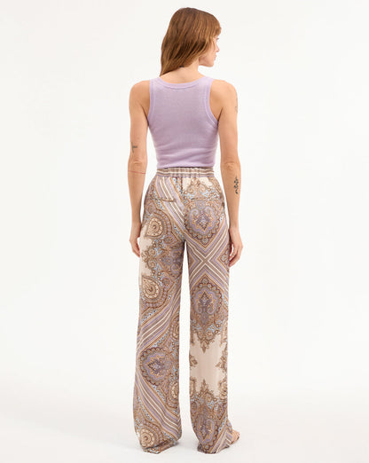 Veronica Beard | Grigore Silk Pant in Stone Khaki Multi Stone Khaki Multi
