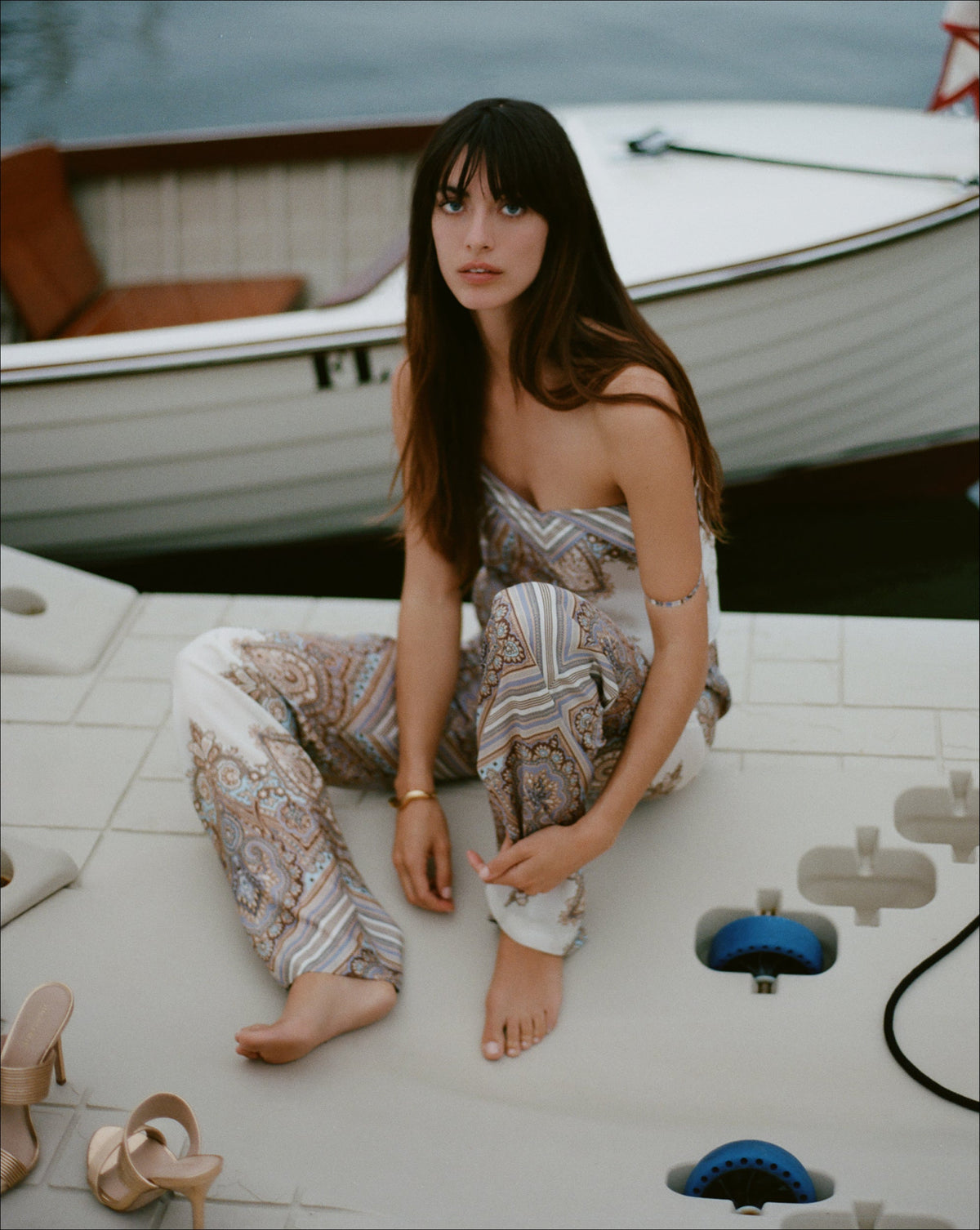 Veronica Beard | Grigore Silk Pant in Stone Khaki Multi Stone Khaki Multi