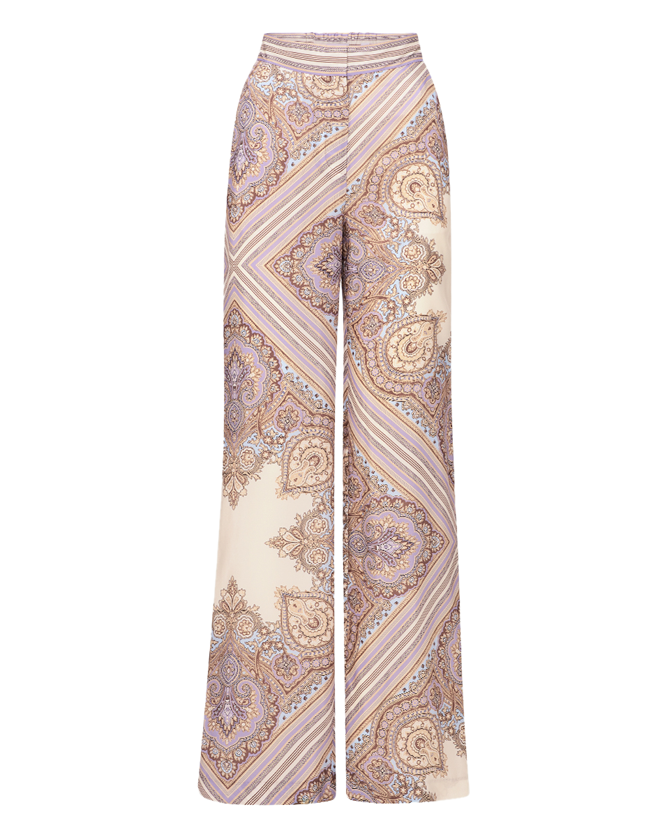 Veronica Beard | Grigore Silk Pant in Stone Khaki Multi Stone Khaki Multi