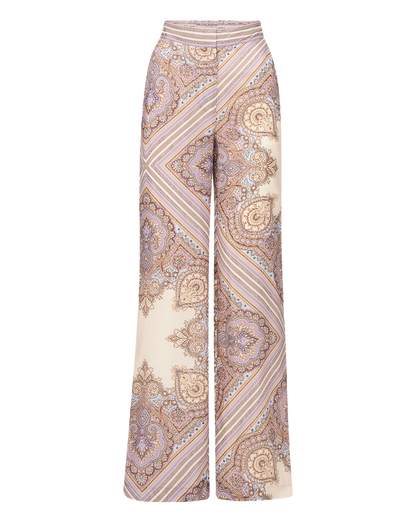 Veronica Beard | Grigore Silk Pant in Stone Khaki Multi Stone Khaki Multi