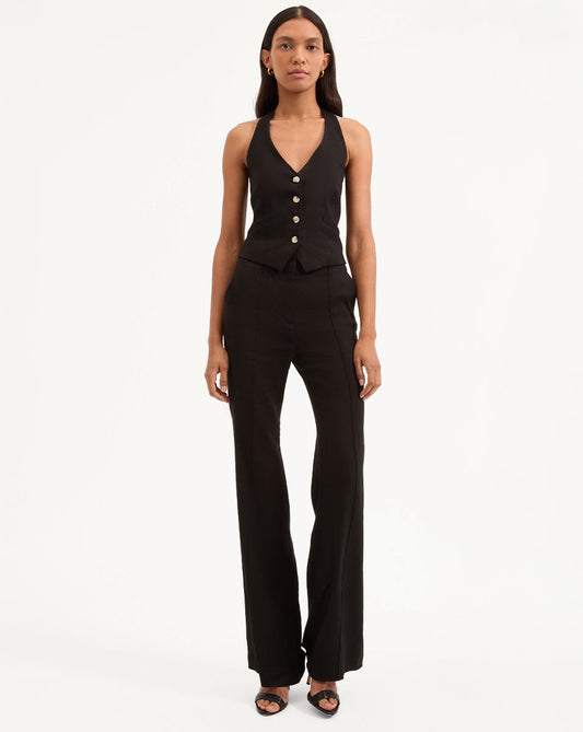 Veronica Beard | Arabella Stretch-Linen Vest in Black Black