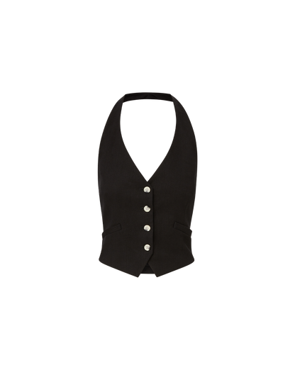 Veronica Beard | Arabella Stretch-Linen Vest in Black Black