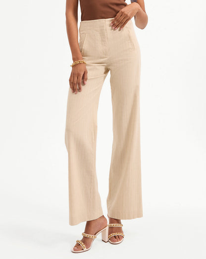 Veronica Beard | Jude Metallic Pinstripe Pant in Natural/Gold Natural/Gold