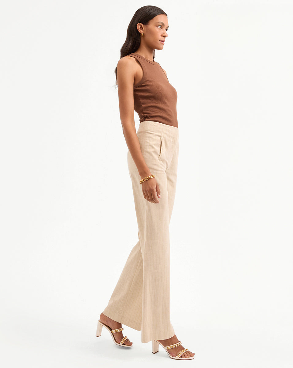 Veronica Beard | Jude Metallic Pinstripe Pant in Natural/Gold Natural/Gold