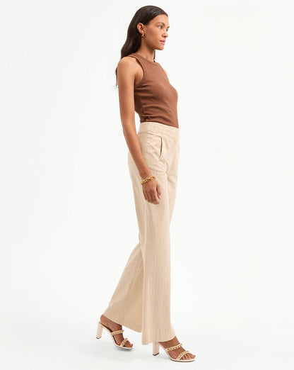 Veronica Beard | Jude Metallic Pinstripe Pant in Natural/Gold Natural/Gold