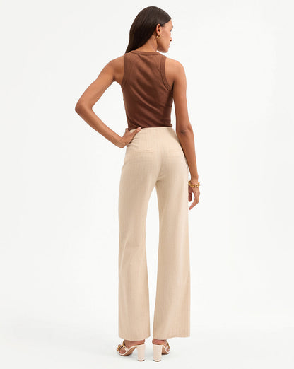 Veronica Beard | Jude Metallic Pinstripe Pant in Natural/Gold Natural/Gold
