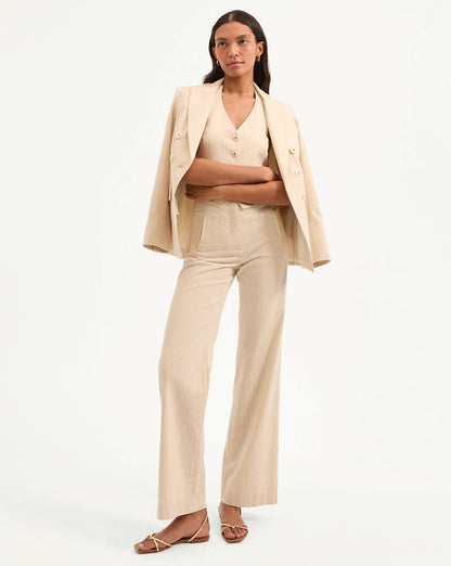 Veronica Beard | Jude Metallic Pinstripe Pant in Natural/Gold Natural/Gold