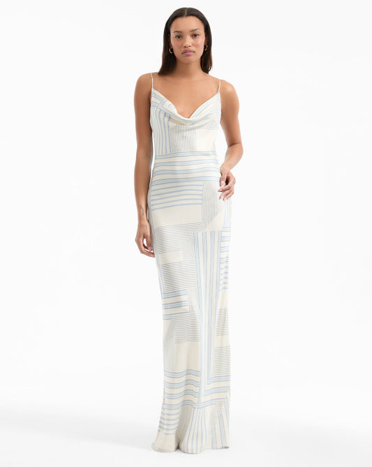 Veronica Beard | Madison Slip Dress in Blue & White Dove/Blue Lake Multi Dove/Blue Lake Multi