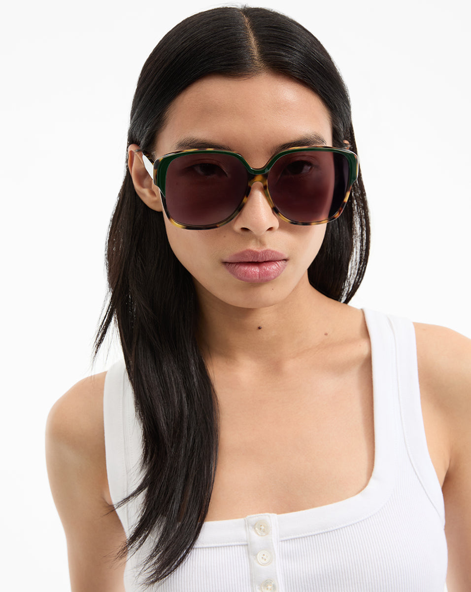 Veronica Beard | Brigitte Oversized Sunglasses in Green Green
