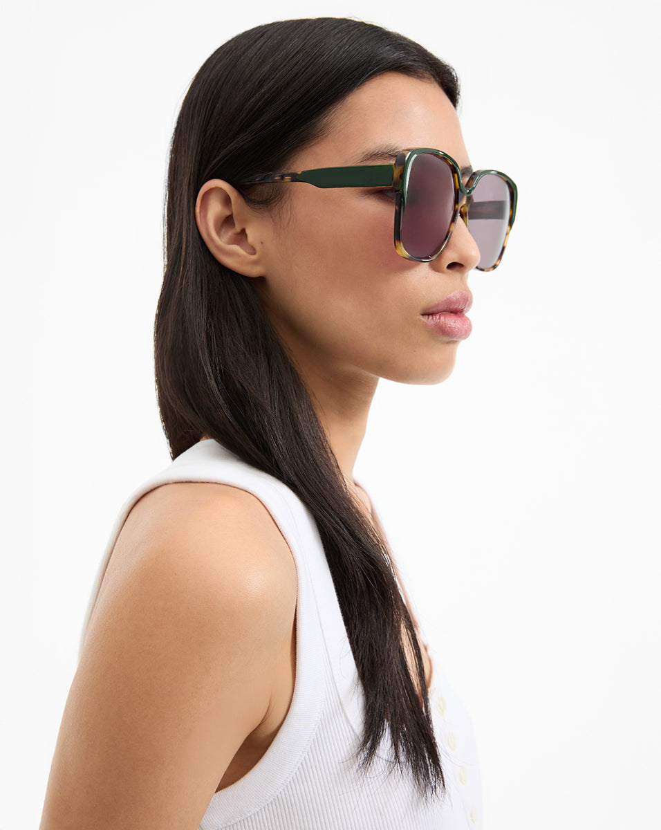 Veronica Beard | Brigitte Oversized Sunglasses in Green Green