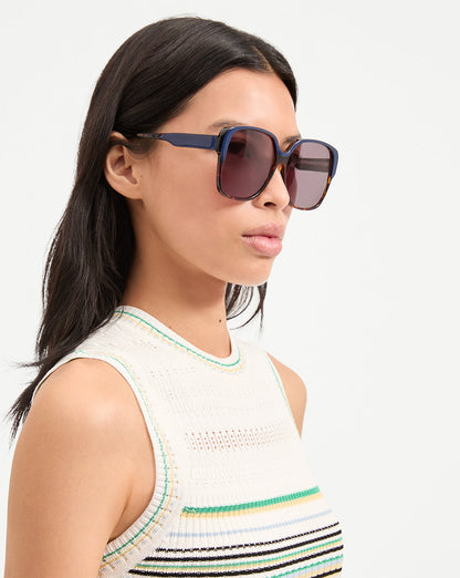 Veronica Beard | Brigitte Oversized Sunglasses in Blue Blue
