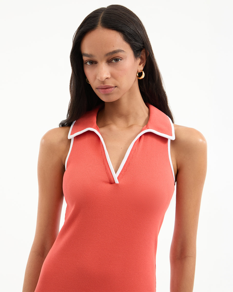 Veronica Beard | Darien Midi Dress in Coral Persimmon