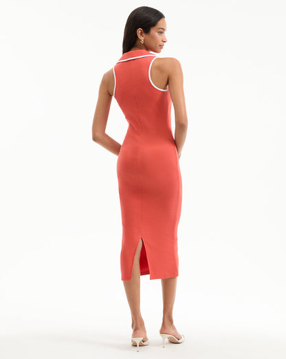Veronica Beard | Darien Midi Dress in Coral Persimmon