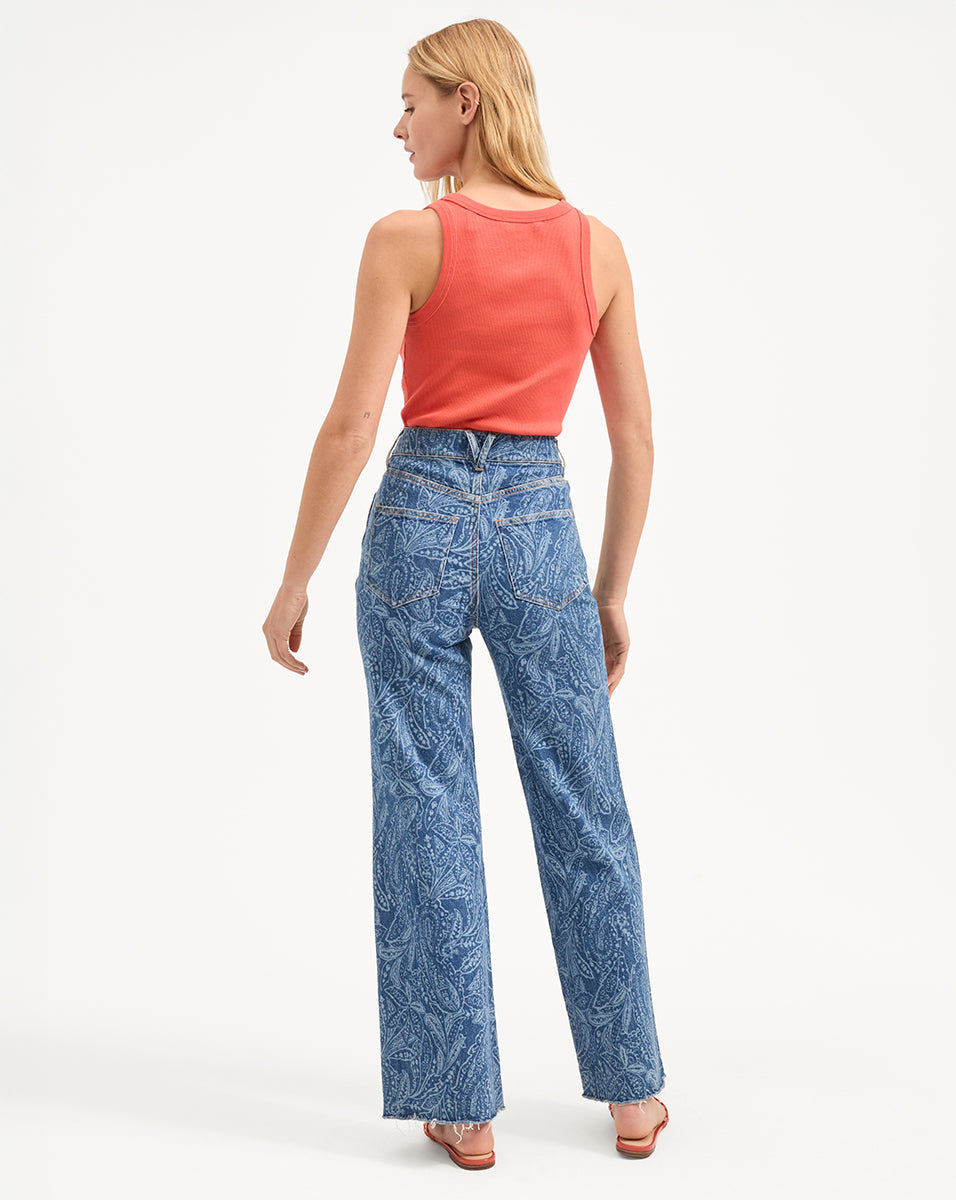 Veronica Beard | Birke Scoop Neck Ribbed Tank Top in Coral Persimmon