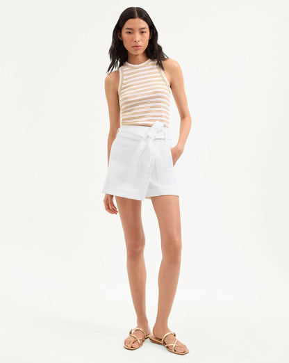 Veronica Beard | Jordyn Cropped Tank Top in Khaki/White Khaki/White
