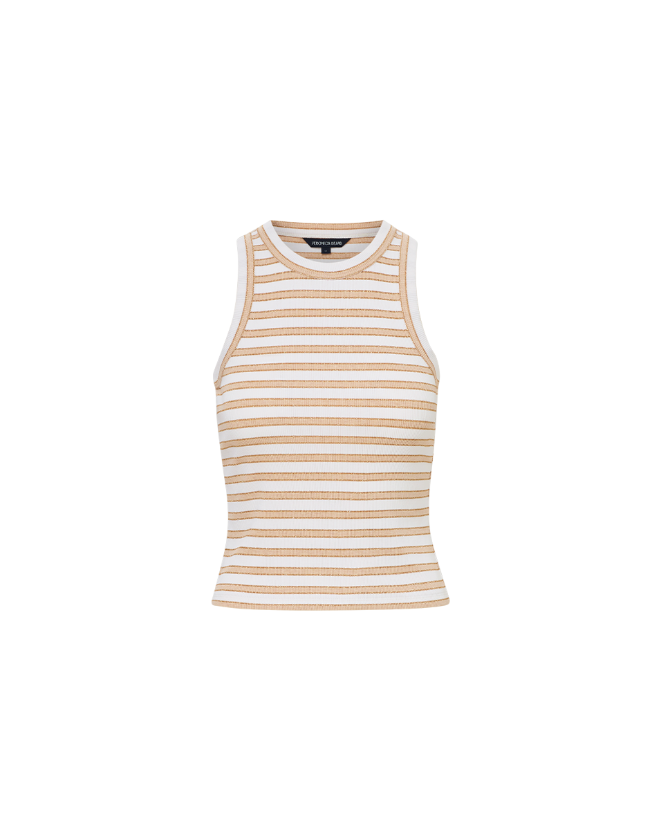 Veronica Beard | Jordyn Cropped Tank Top in Khaki/White Khaki/White