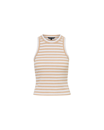 Veronica Beard | Jordyn Cropped Tank Top in Khaki/White Khaki/White