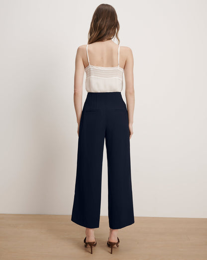 Veronica Beard | Ellin Cropped Wide-Leg Pant in Navy Navy