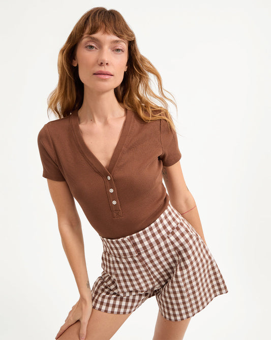 Veronica Beard | Dekalb Short-Sleeve Top in Light Chicory Light Chicory