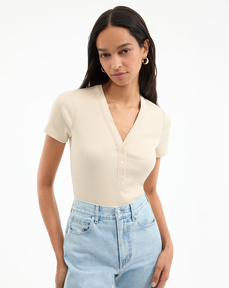 Veronica Beard | Dekalb Short-Sleeve Top in Limestone Limestone