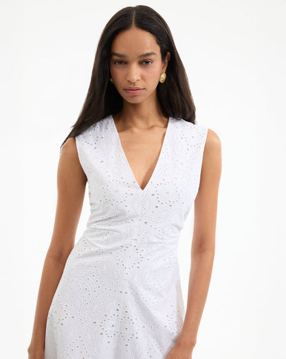 Veronica Beard | Aven Eyelet Midi Dress in White White