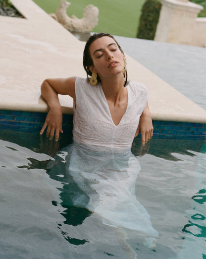 Veronica Beard | Aven Eyelet Midi Dress in White White