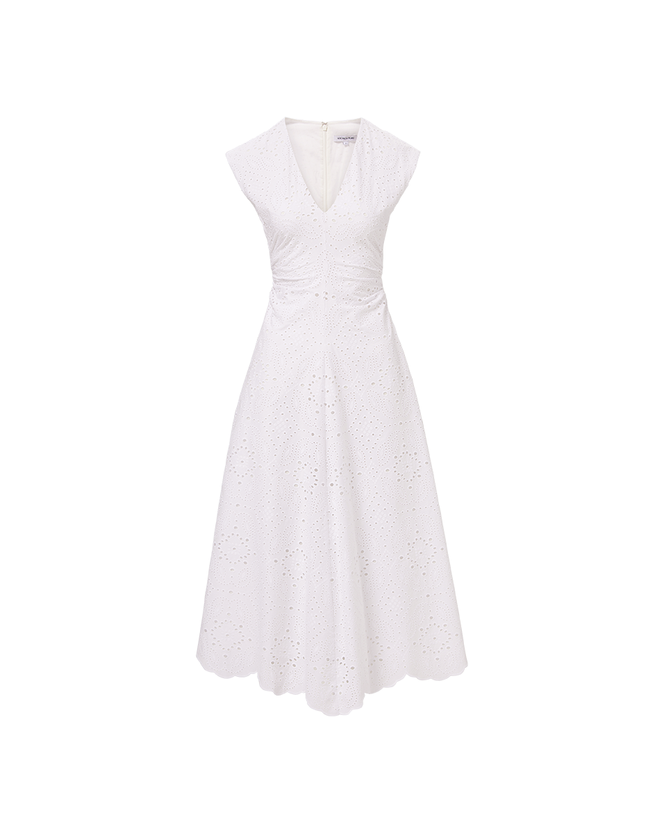 Veronica Beard | Aven Eyelet Midi Dress in White White