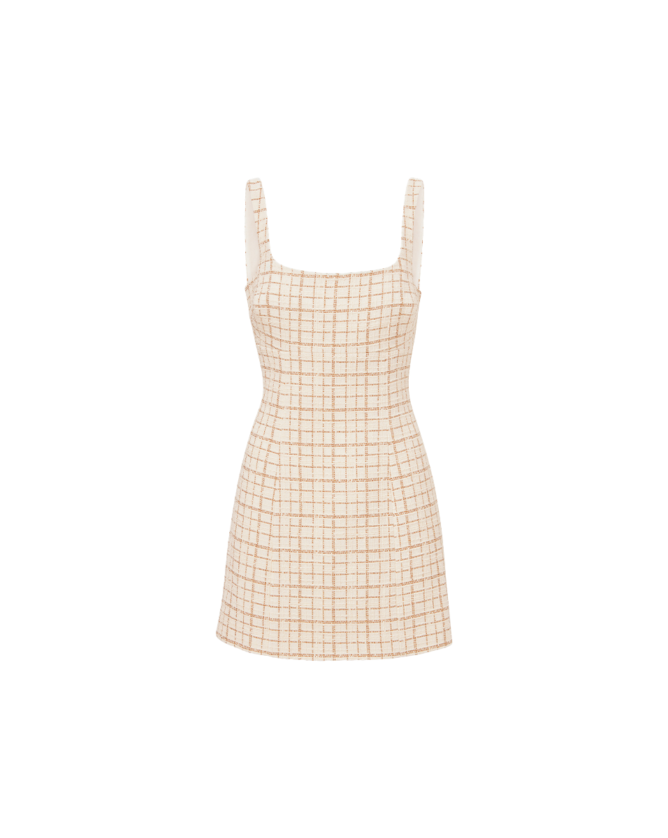 Veronica Beard | Bridgitte Metallic Tweed Dress in Dove/Gold Lurex Dove/Gold Lurex