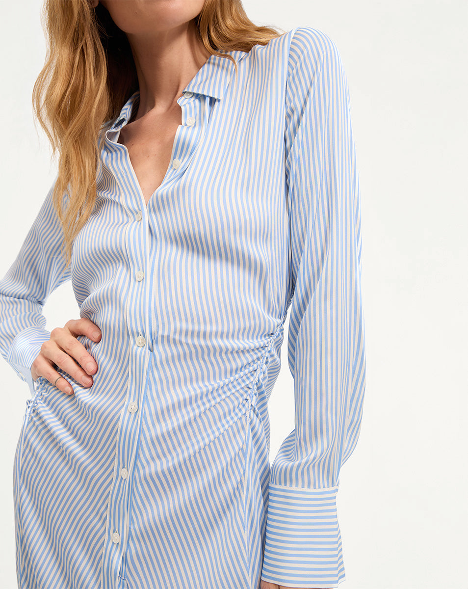Veronica Beard | Lex Silk Midi Shirtdress in Dark Bluebell/Off-White Dark Bluebell/Off-White