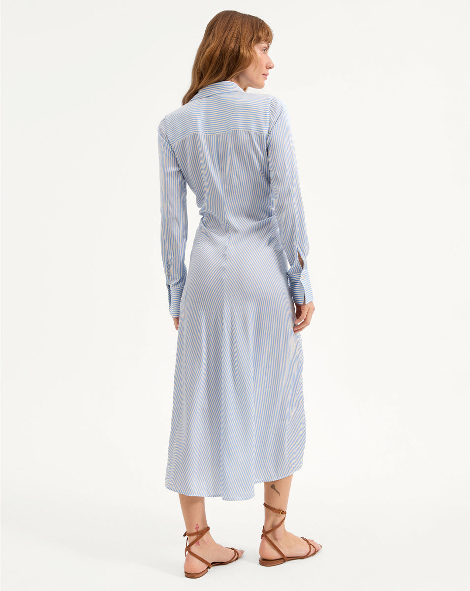 Veronica Beard | Lex Silk Midi Shirtdress in Dark Bluebell/Off-White Dark Bluebell/Off-White