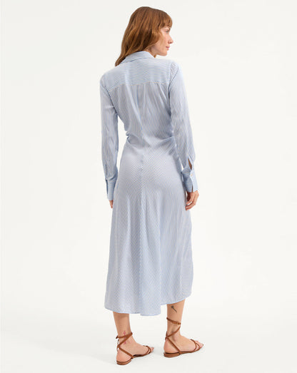 Veronica Beard | Lex Silk Midi Shirtdress in Dark Bluebell/Off-White Dark Bluebell/Off-White