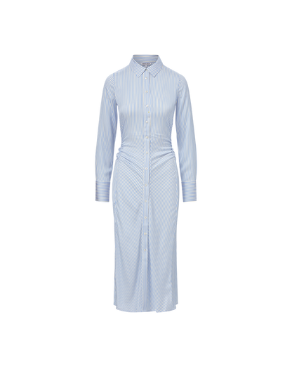 Veronica Beard | Lex Silk Midi Shirtdress in Dark Bluebell/Off-White Dark Bluebell/Off-White