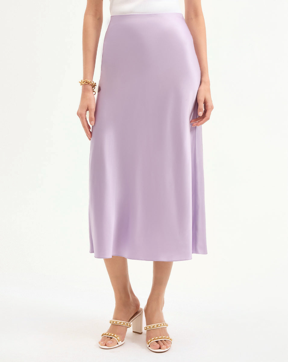 Veronica Beard | Clover Stretch-Silk Skirt in Soft Lilac Soft Lilac