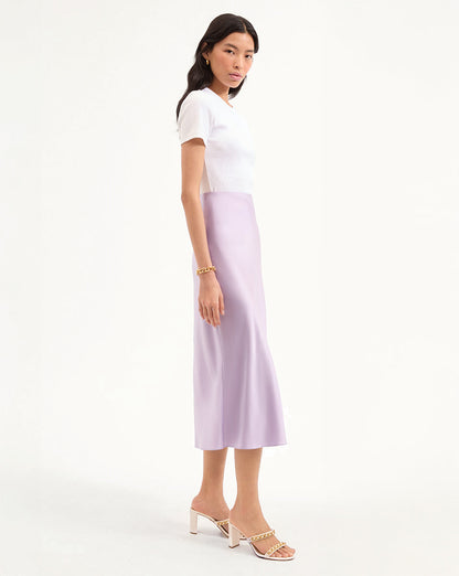 Veronica Beard | Clover Stretch-Silk Skirt in Soft Lilac Soft Lilac