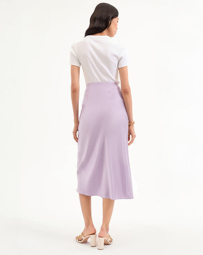 Veronica Beard | Clover Stretch-Silk Skirt in Soft Lilac Soft Lilac