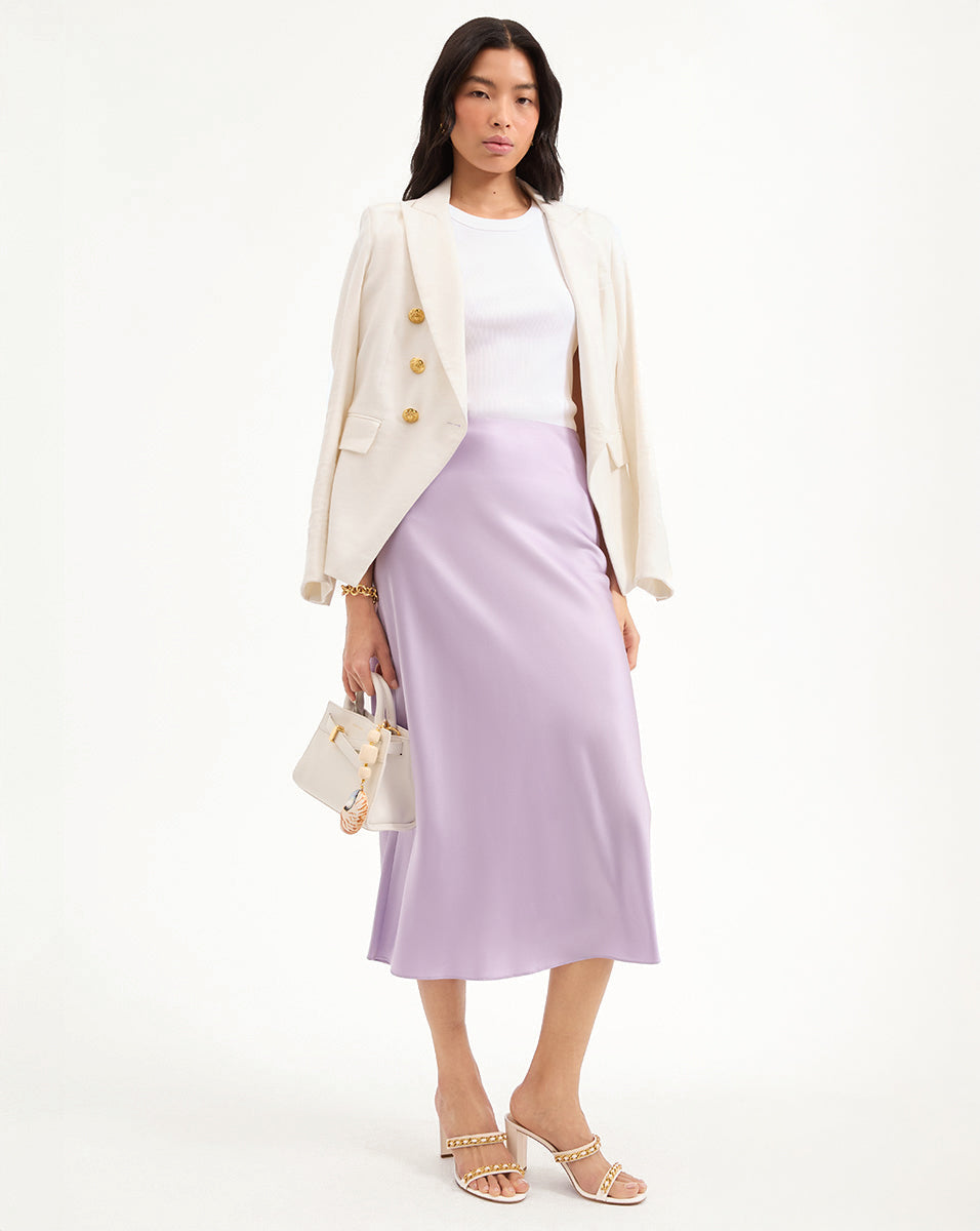 Veronica Beard | Clover Stretch-Silk Skirt in Soft Lilac Soft Lilac