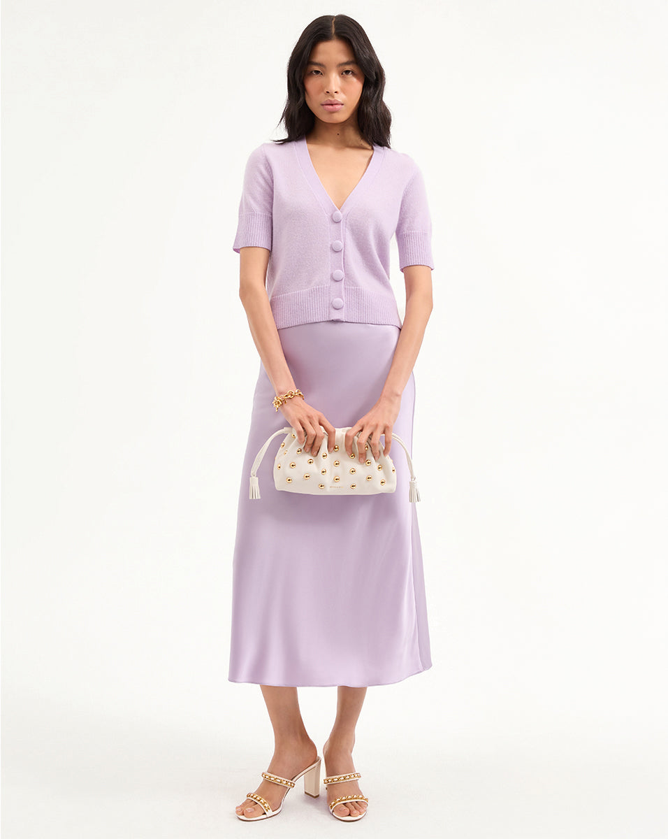 Veronica Beard | Clover Stretch-Silk Skirt in Soft Lilac Soft Lilac