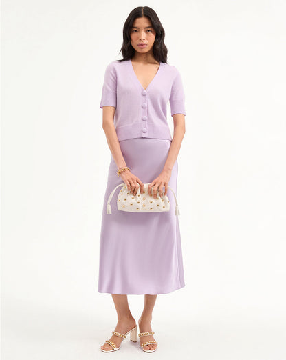 Veronica Beard | Clover Stretch-Silk Skirt in Soft Lilac Soft Lilac