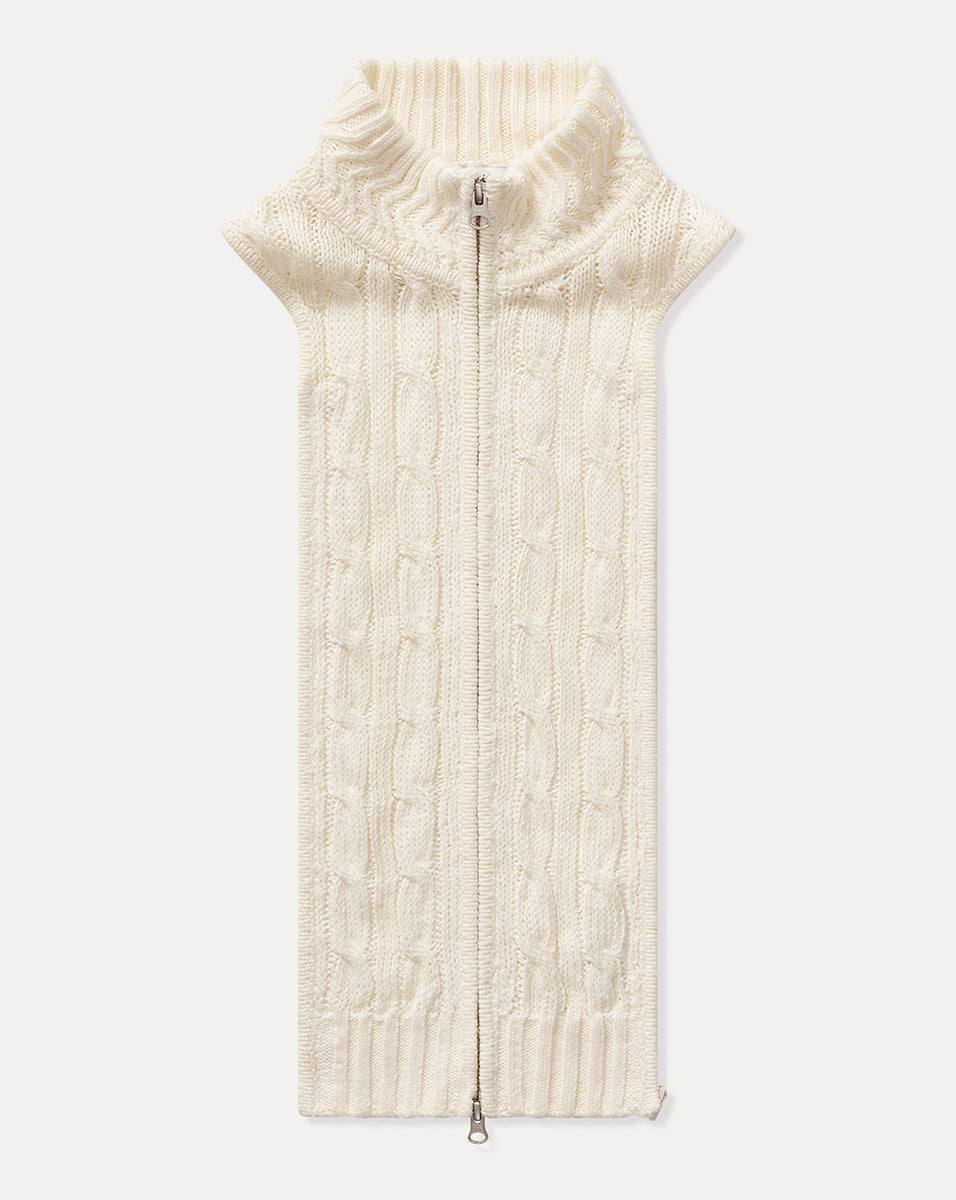 Veronica Beard | Radia Silk-Linen Dickey in White Cable Knit Off-White Off-White