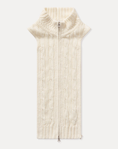 Veronica Beard | Radia Silk-Linen Dickey in White Cable Knit Off-White Off-White