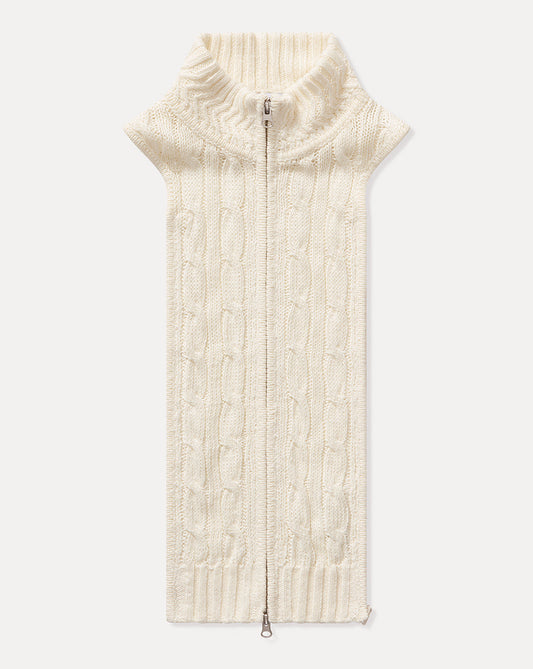 Veronica Beard | Radia Silk-Linen Dickey in White Cable Knit Off-White Off-White